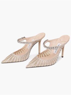 Bing 100MM Crystal-Embellished Mesh Mules size 10
